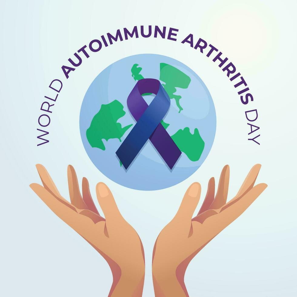 World Autoimmune Autoinflammatory Arthritis Day design template for celebration. purple ribbon. World Autoimmune Autoinflammatory Arthritis Day vector illustration. hand vector design. ribbon illustra