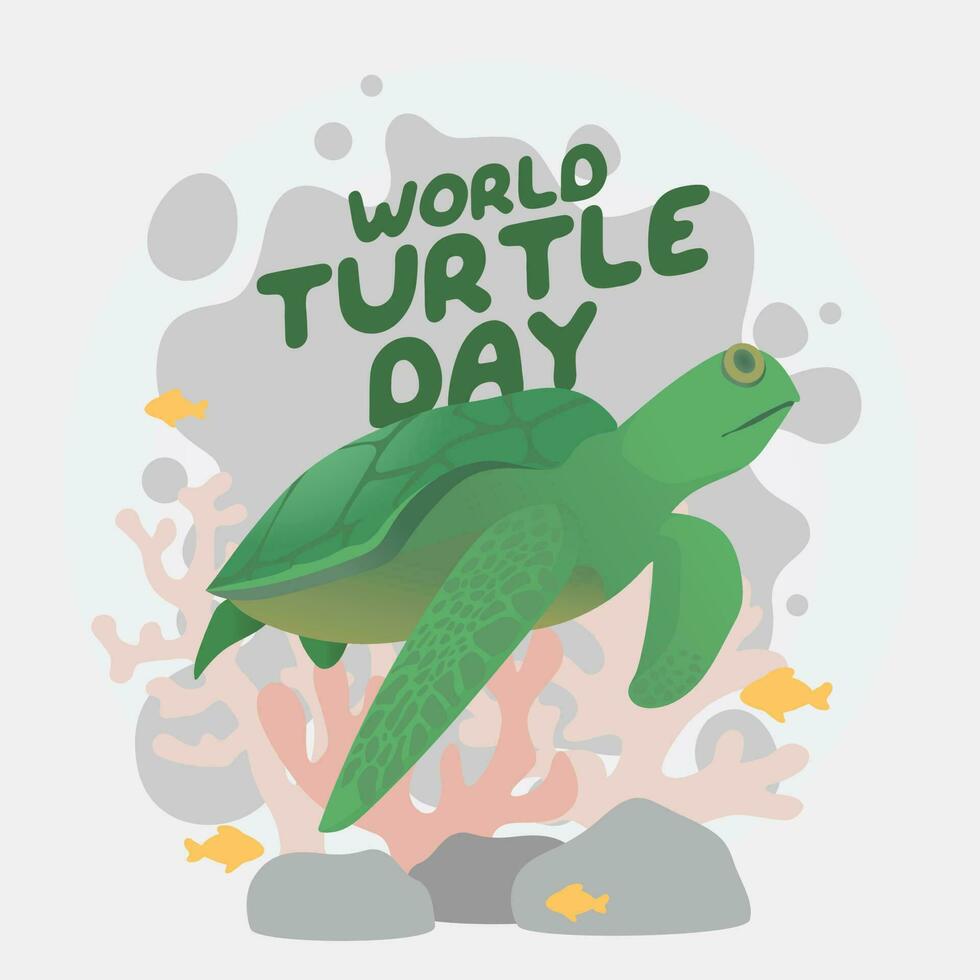 world turtle day design template for celebration. turtle vector design. turtle day illustration. flat design.