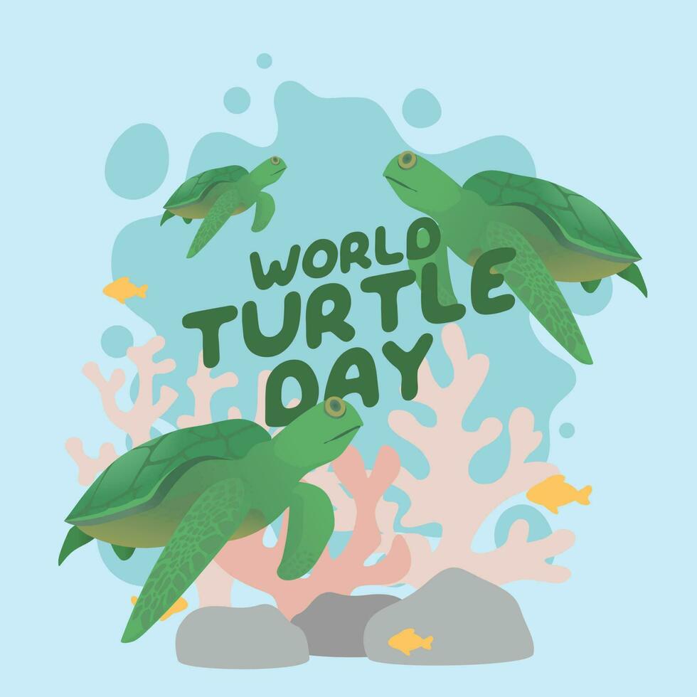 world turtle day design template for celebration. turtle vector design. turtle day illustration. flat design.