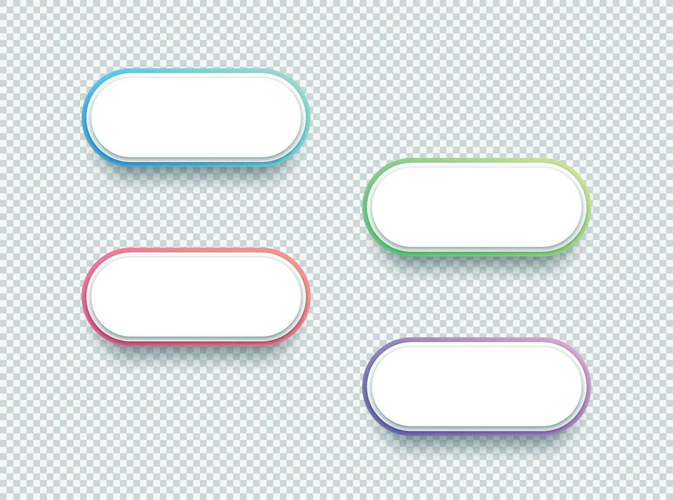 Vector 3d Shape White Text Box Elements Set of Four