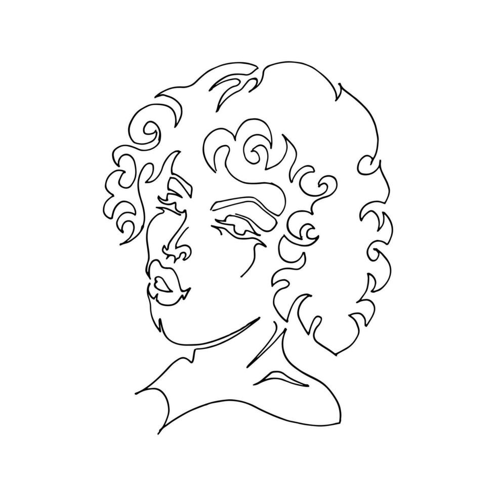 Afro Woman Face Continuous Line. High quality vector