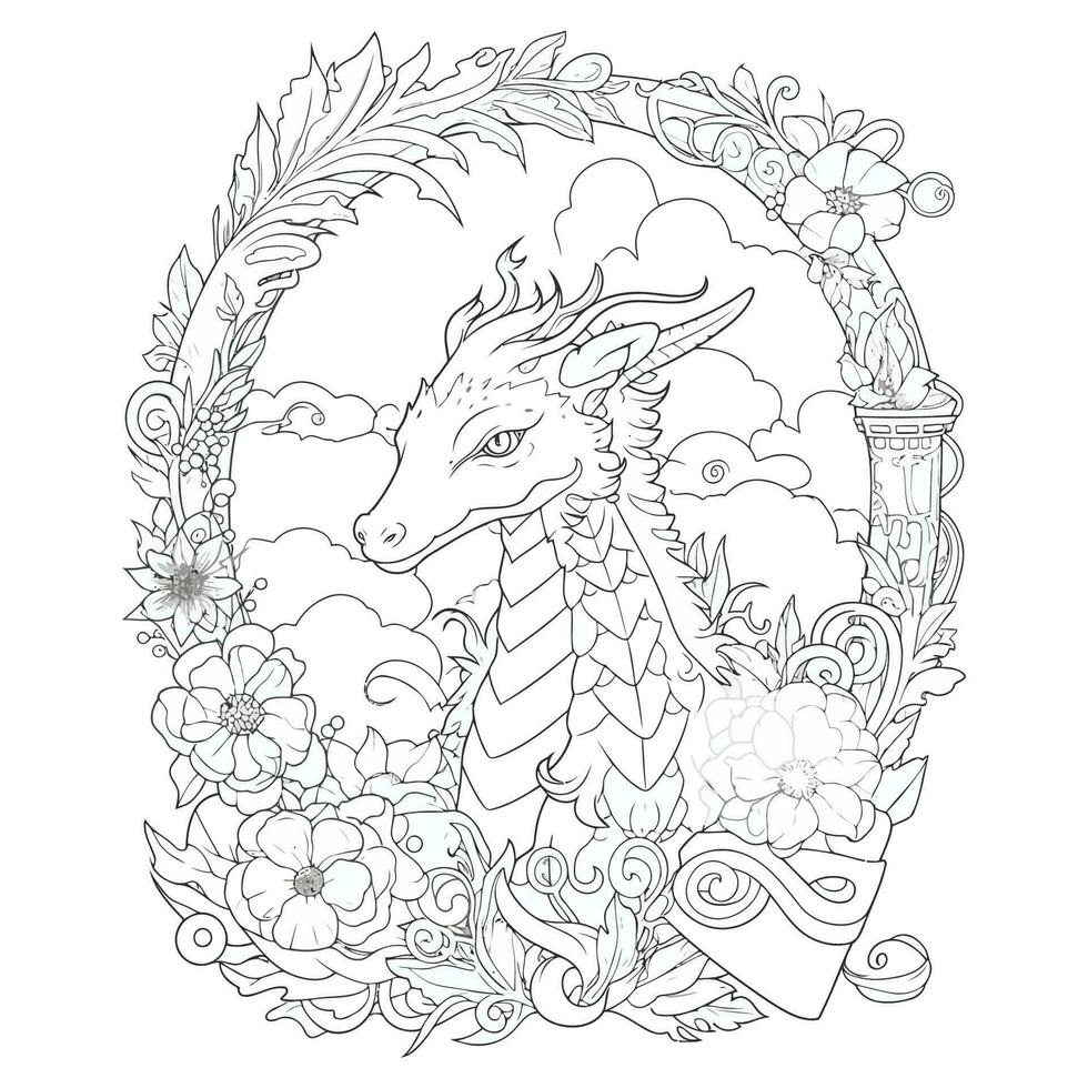 Cute Dragon Coloring Book Pages vector