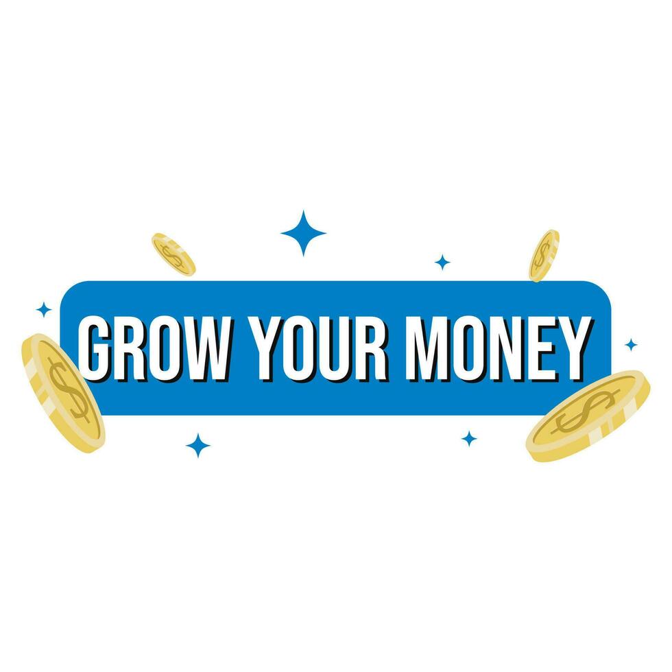 Grow your money finance business growth text icon label design vector