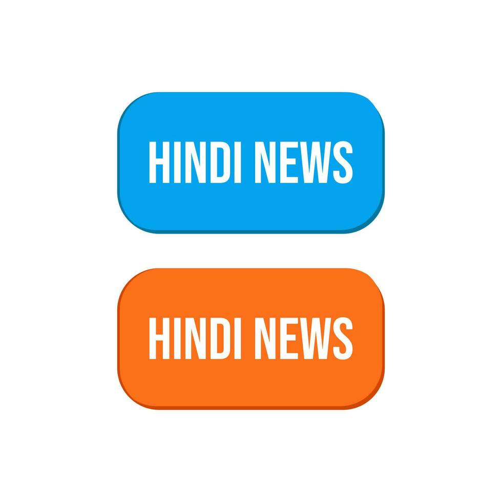 Hindi News Reports Indian Language Icon Button Label Design Vector