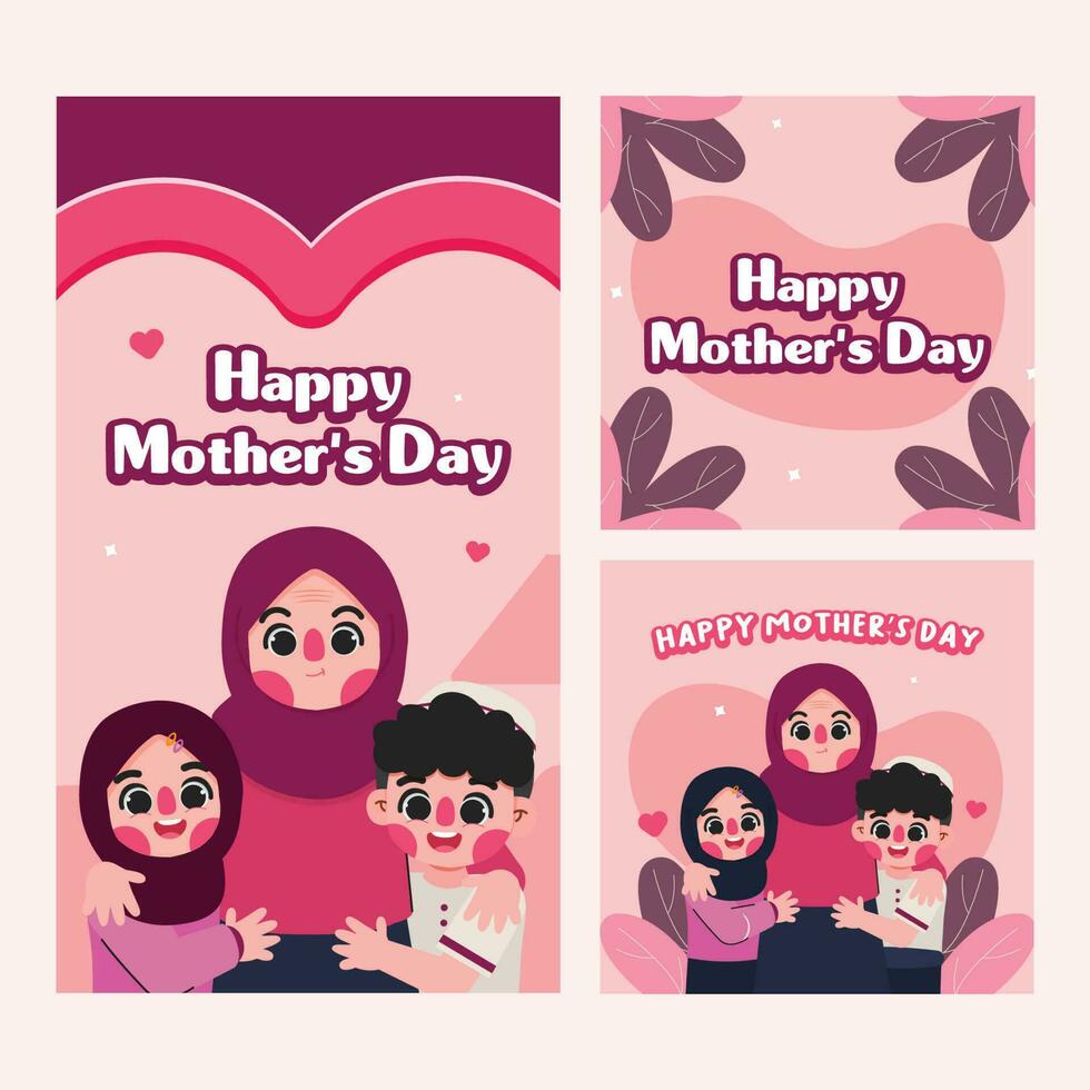 vector flat mother's day illustration