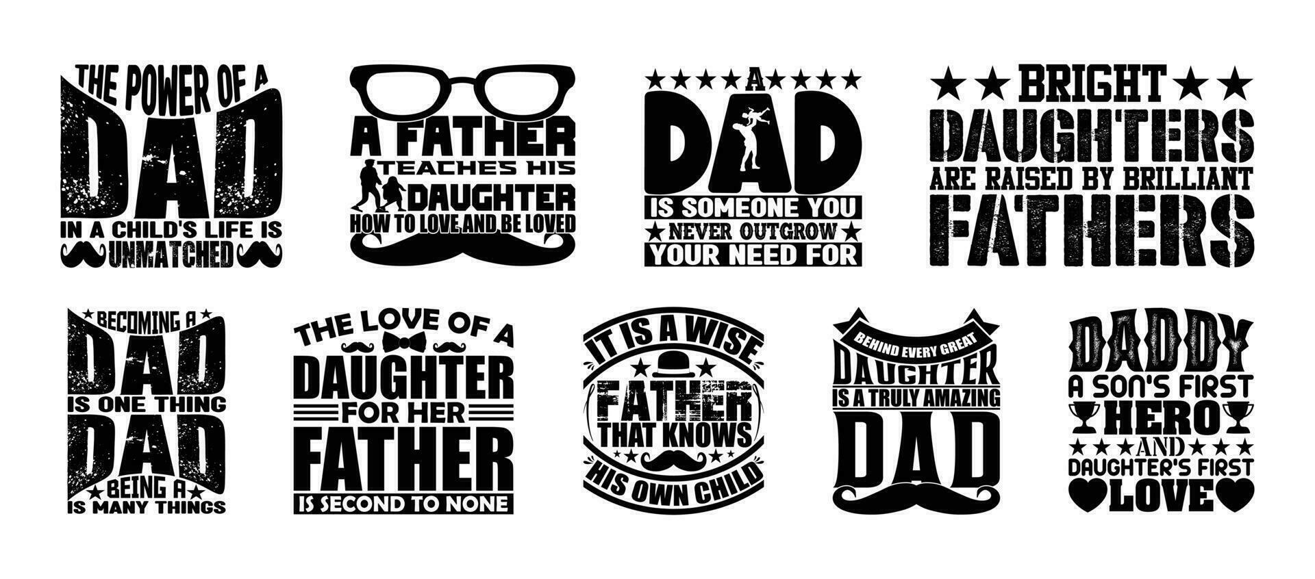 Father's Day T shirt Design Bundle, Quotes about Father's Day, Dad T shirt, Father typography T shirt design Collection vector