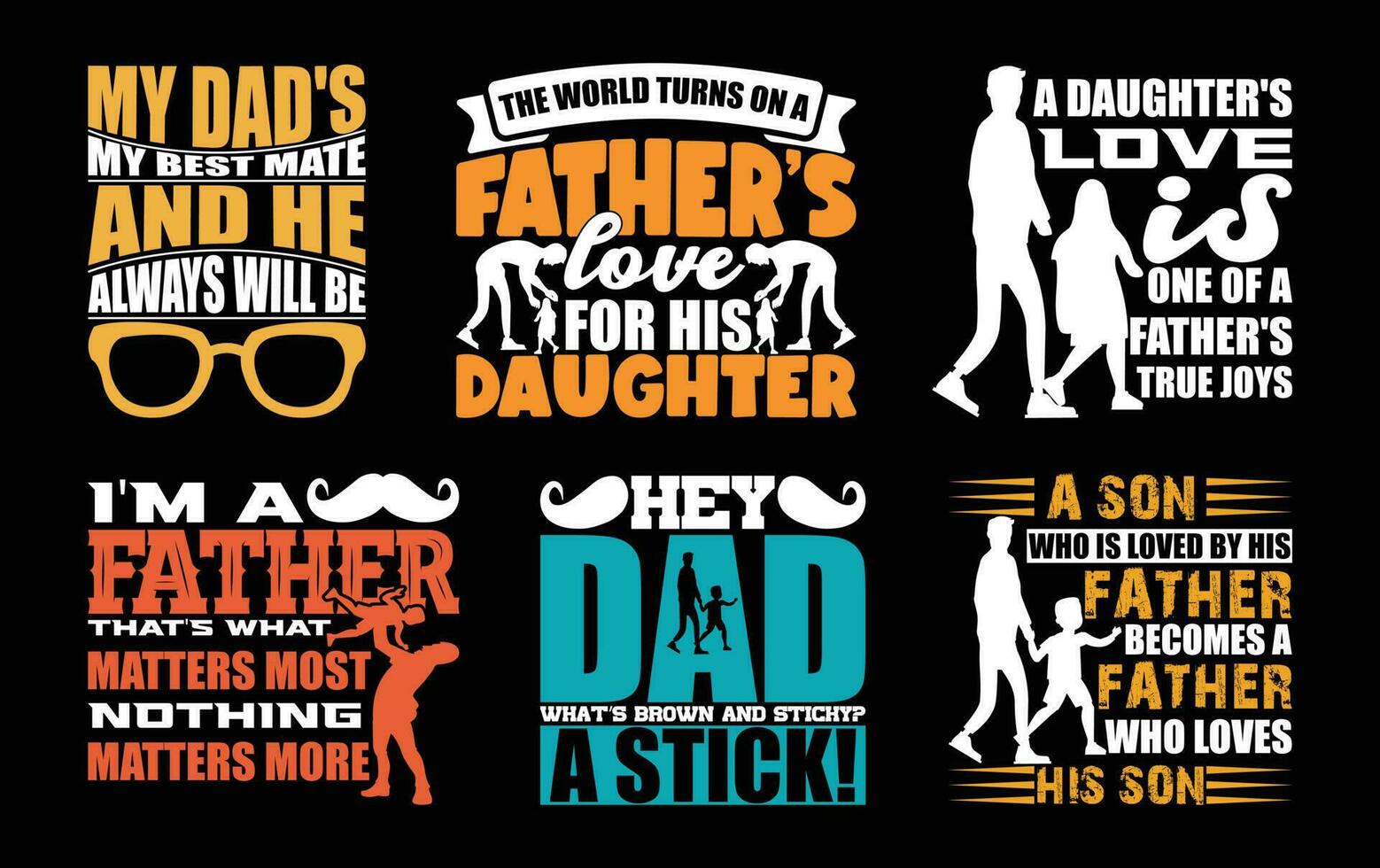 Father's Day T shirt Design Bundle, Quotes about Father's Day, Dad T shirt, Father typography T shirt design Collection vector