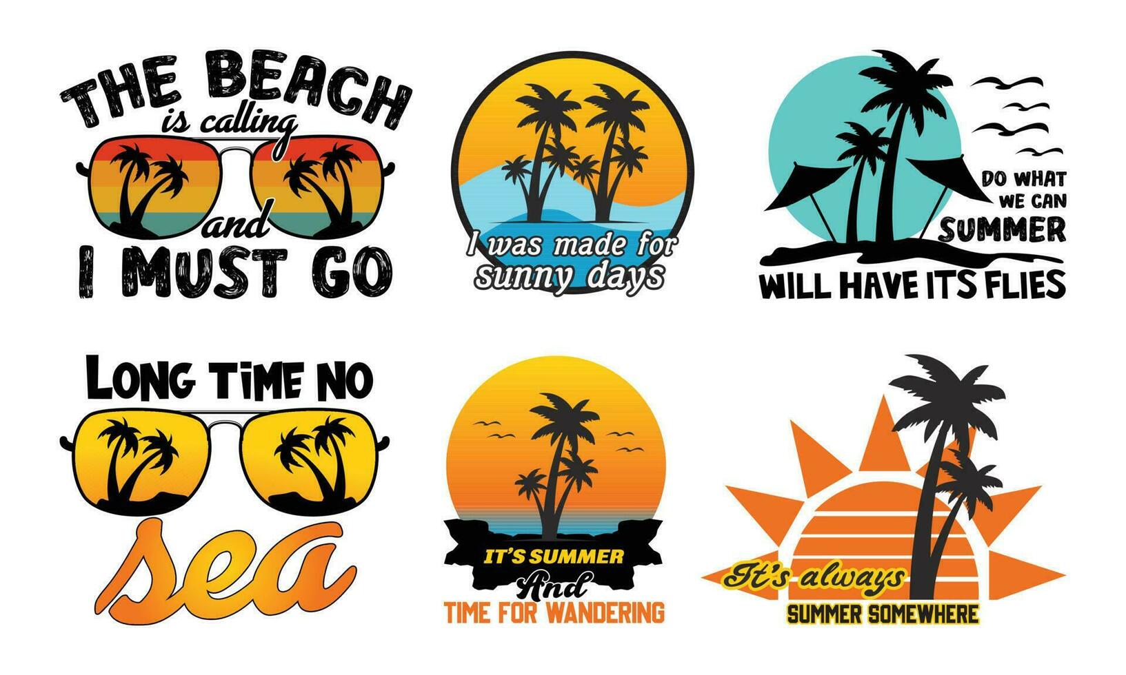 Summer T shirt Design Bundle, Quotes about Summer, Beach T shirt, Summer typography T shirt design Collection vector