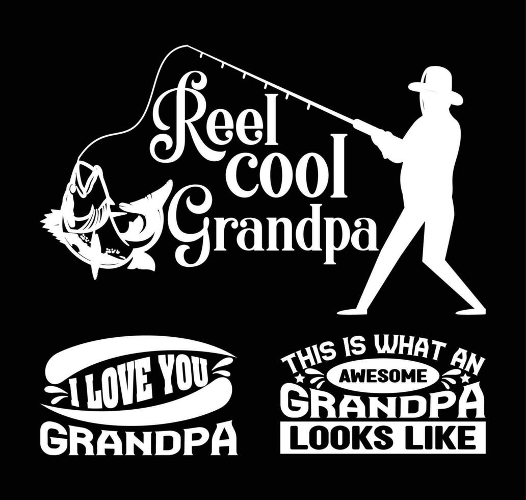 Grandpa T shirt Design Bundle, Quotes about Grandparents Day, Grandfather T shirt, Grandad typography T shirt design Collection vector