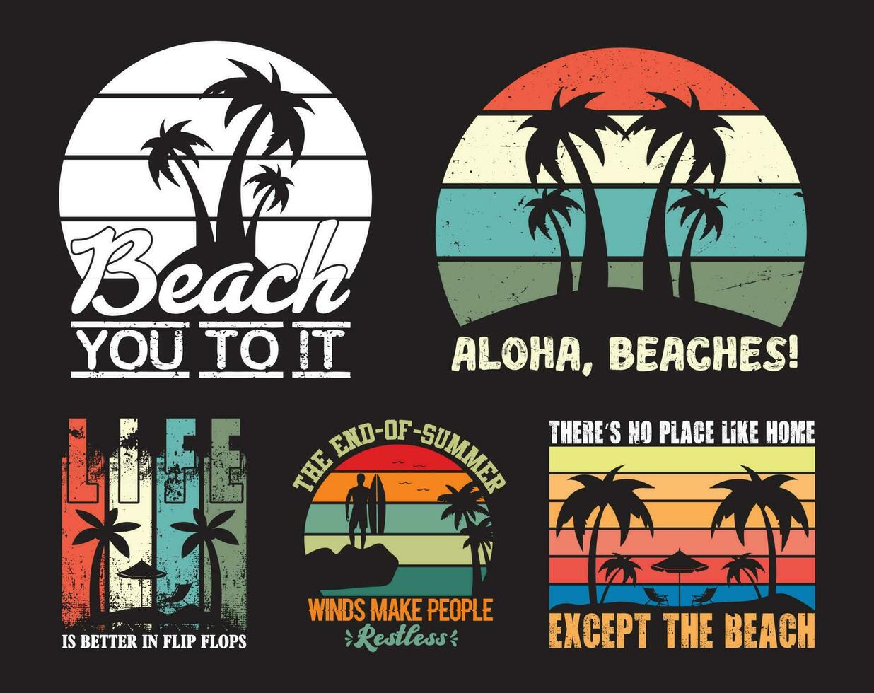 Summer T shirt Design Bundle, Quotes about Summer, Beach T shirt, Summer typography T shirt design Collection vector