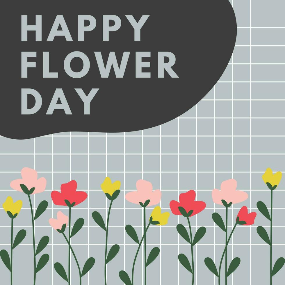 happy flower day poster suitable for social media post vector