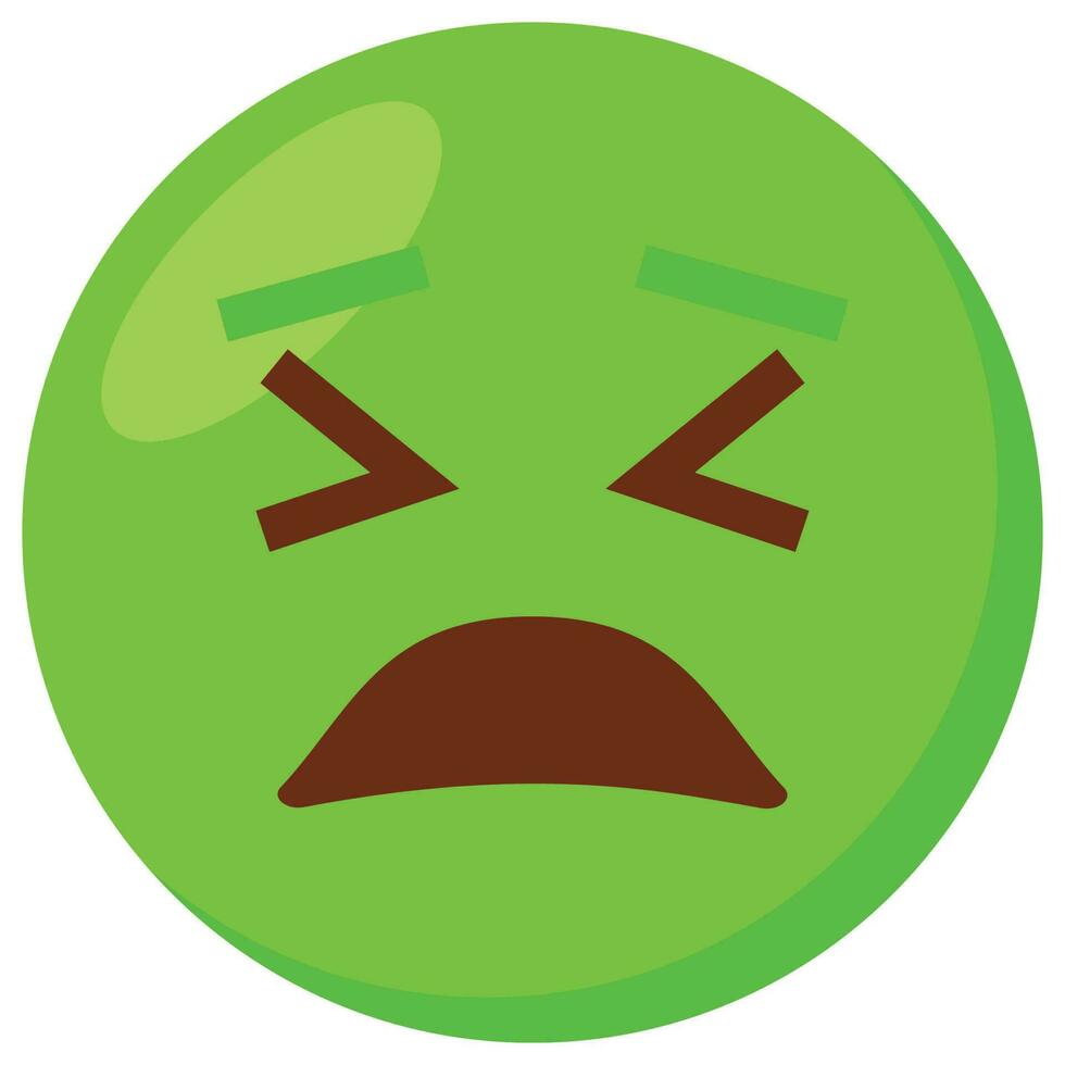 Tired face expression character emoji flat icon. vector