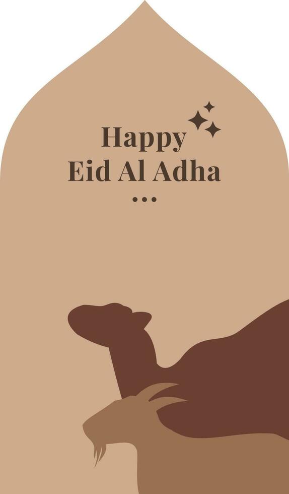 Eid al Adha greeting card with camel and mosque vector illustration design
