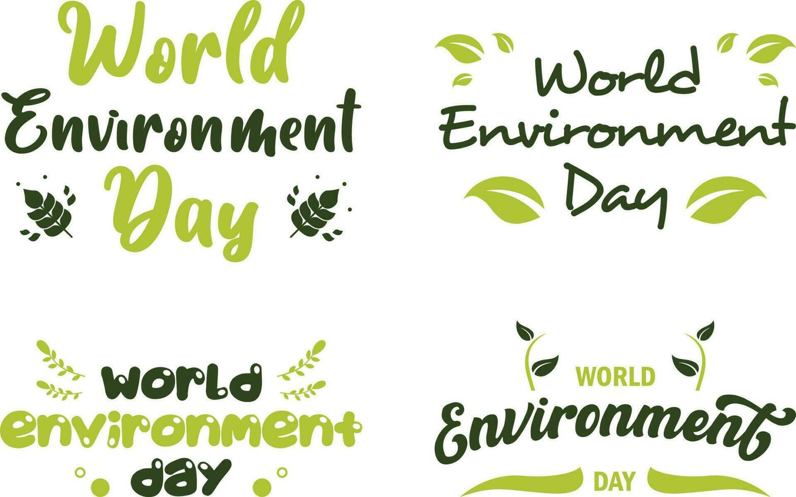 World Environment Day. Vector set of hand drawn lettering design elements.
