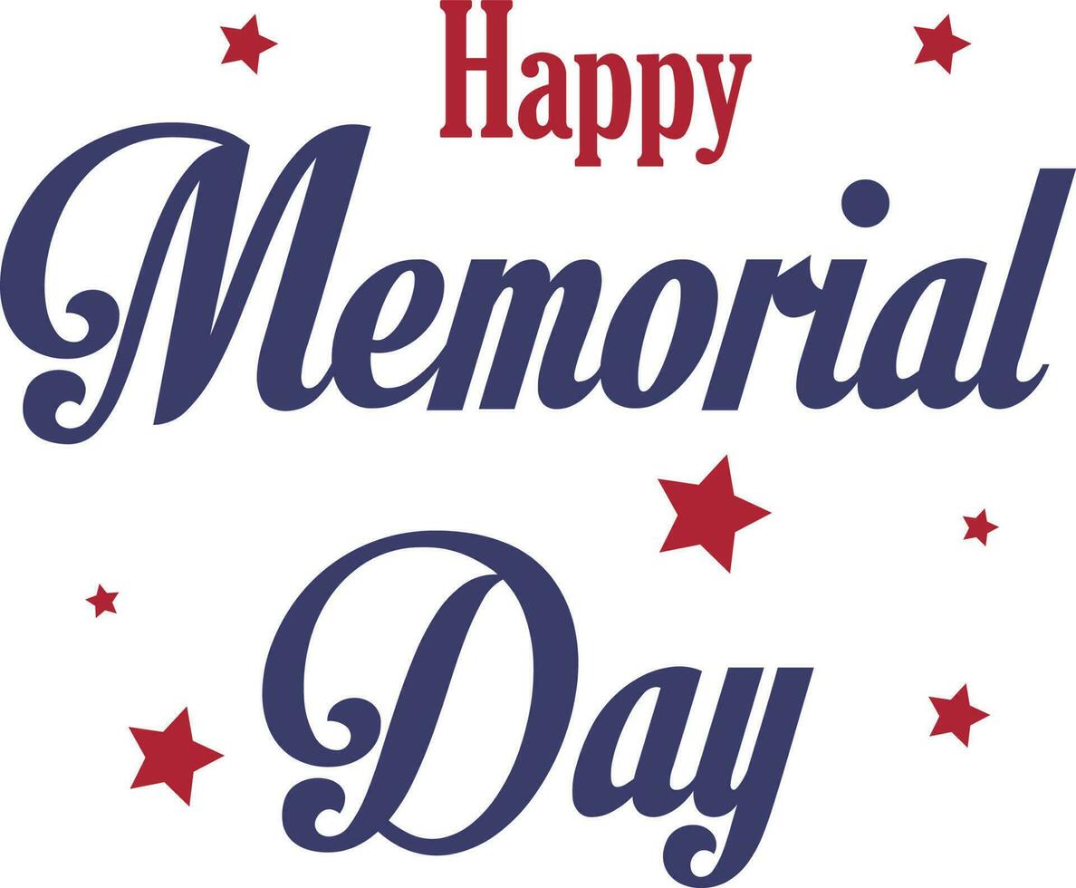 Happy Memorial Day lettering with red stars. Memorial Day greeting card. Memorial Day . American Flag vector