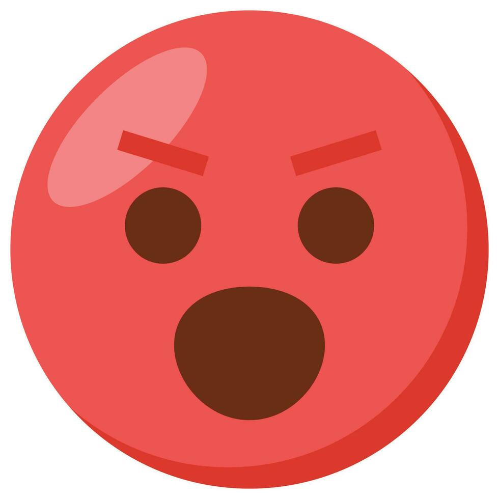 enojado cara expresión personaje emoji plano icono. vector