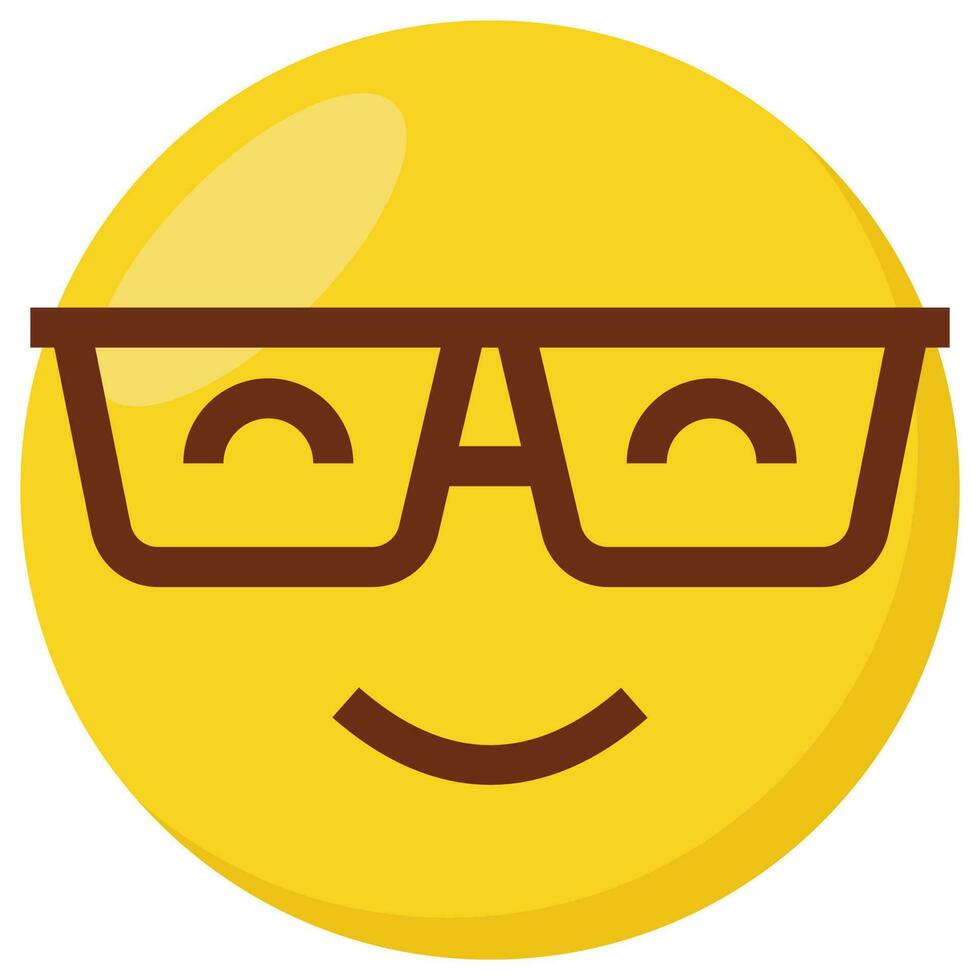 Nerd face expression character emoji flat icon. vector