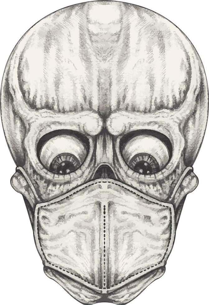 Covid-19 skull. Hand drawing and make graphic vector. vector