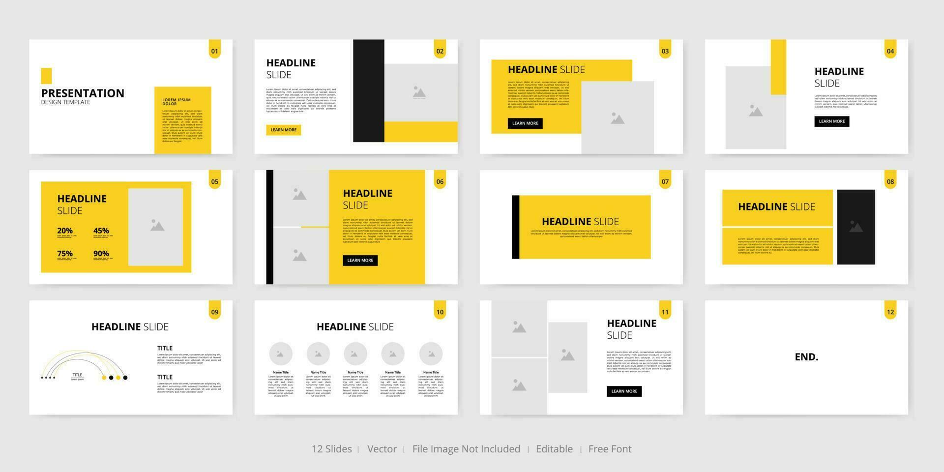 minimal business slides presentation layout template vector