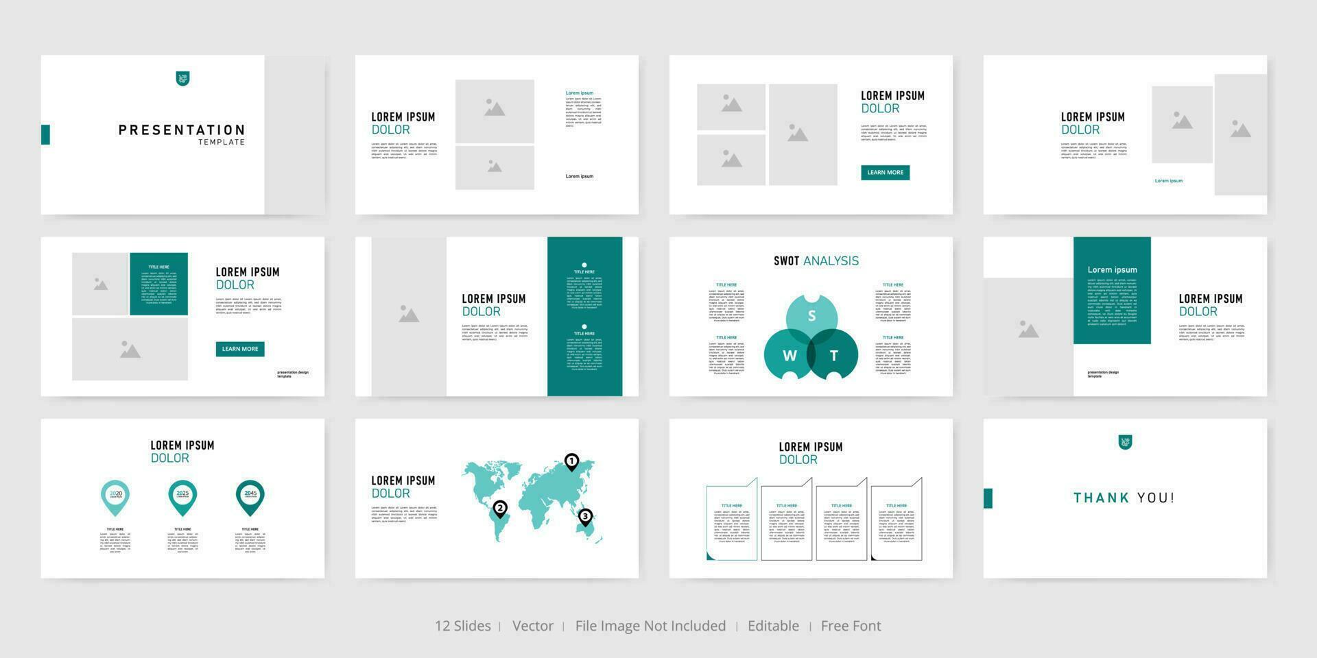 minimal business slides presentation layout template vector