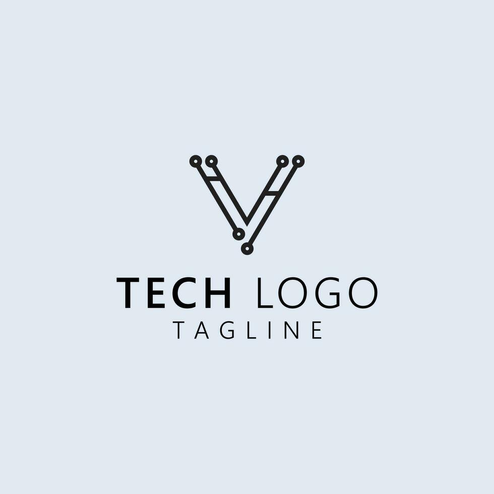 Letter V tech logo design stock vector image