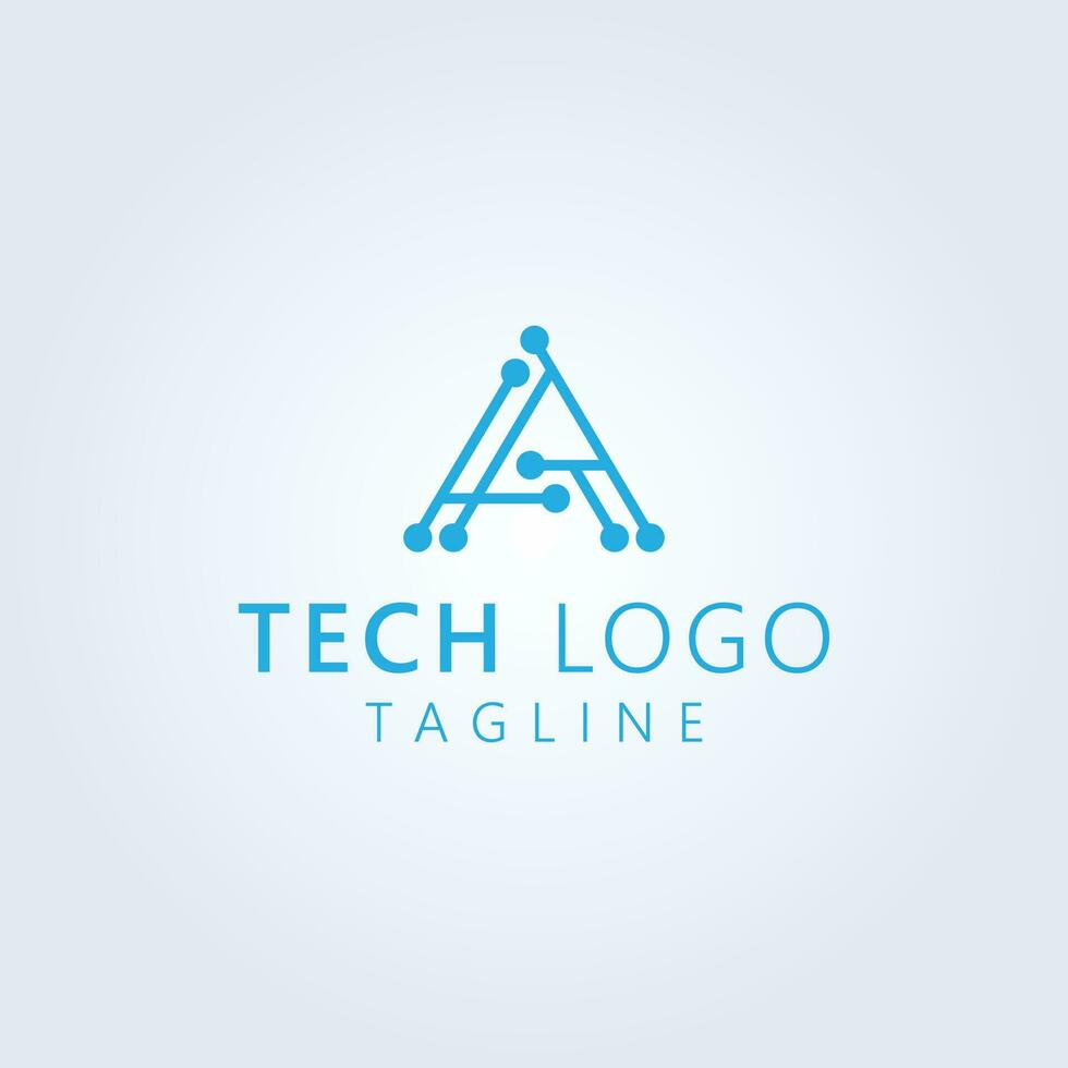 letra un tecnología logo diseño valores vector imagen