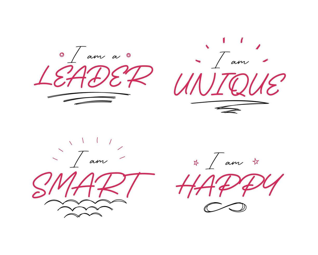 Positive lettering phrase set. Simple design and easy edit. vector