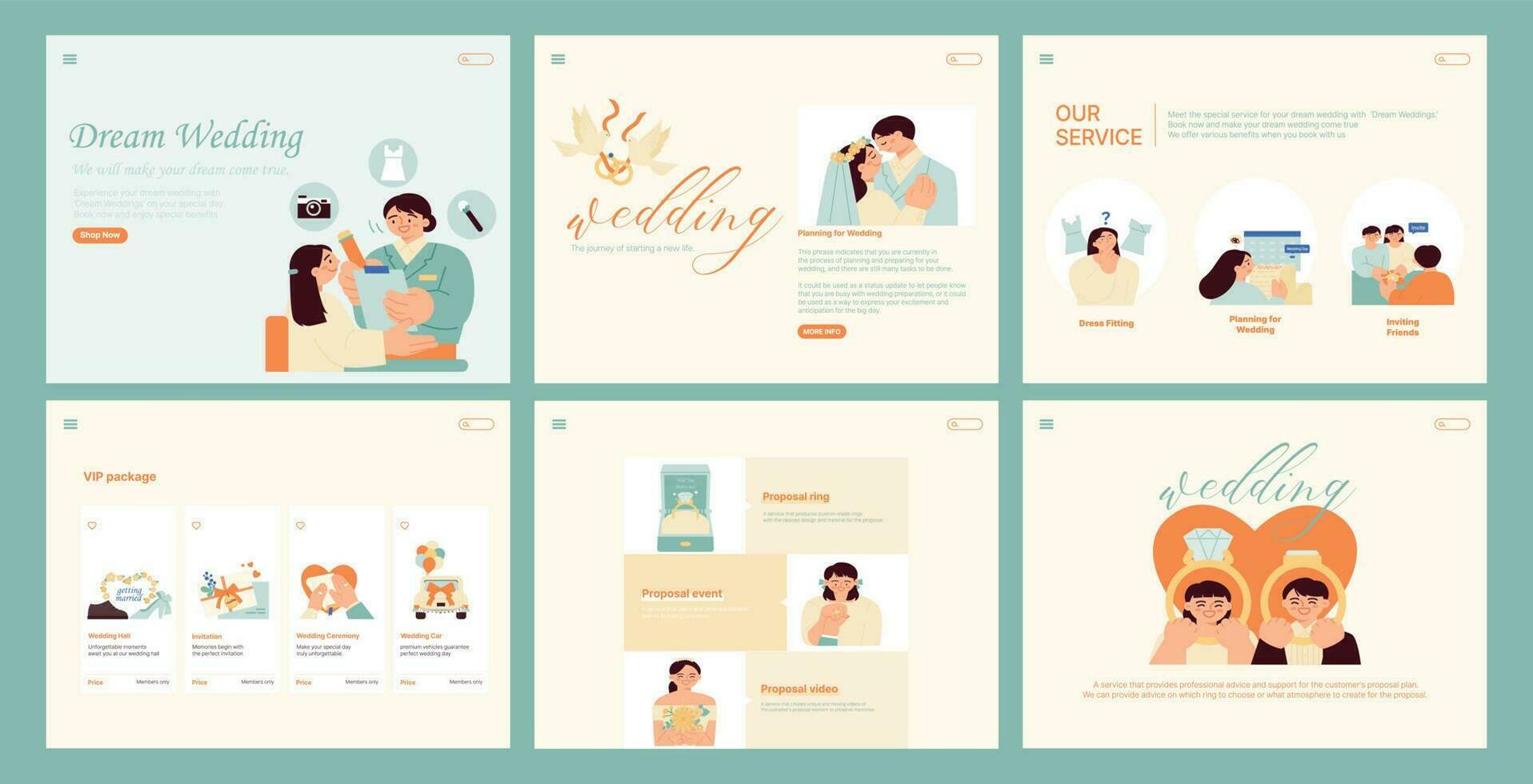 wedding day. Information template for couples getting married. vector