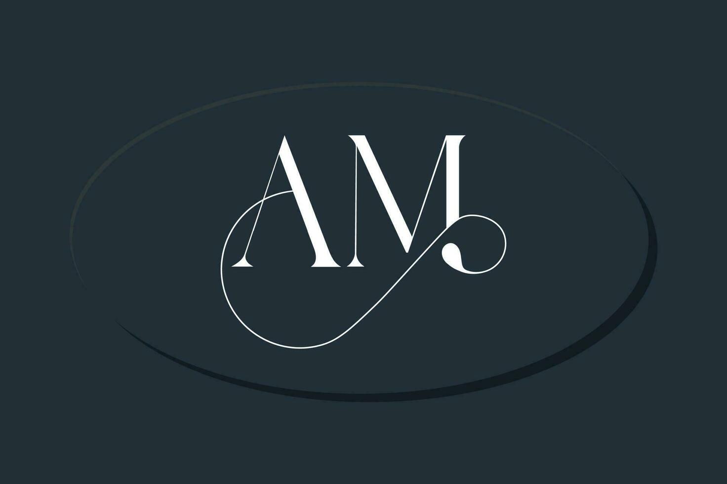 AM initial letter mark ligature style logo design template vector