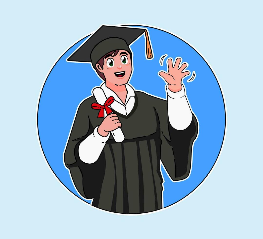 A young male graduate, school graduate, university graduate vector