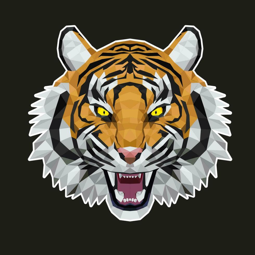 Polygonal tiger head vector. vector
