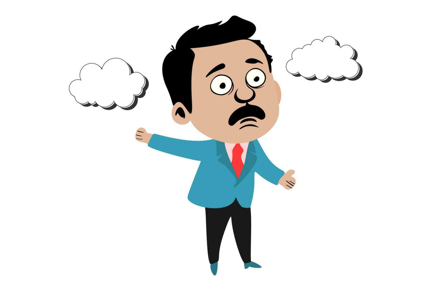 Surprised or shocked businessman with wide open mouth, for emotion expression concept design. Cartoon flat character. A look of confusion wondering what was wrong vector