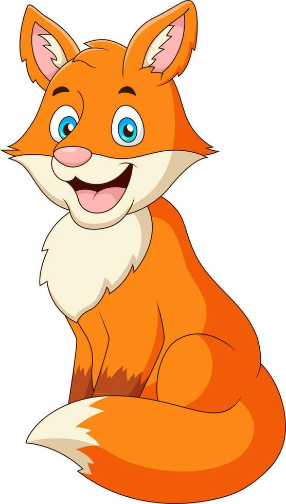 Cartoon illustration of a cute fox smiling vector