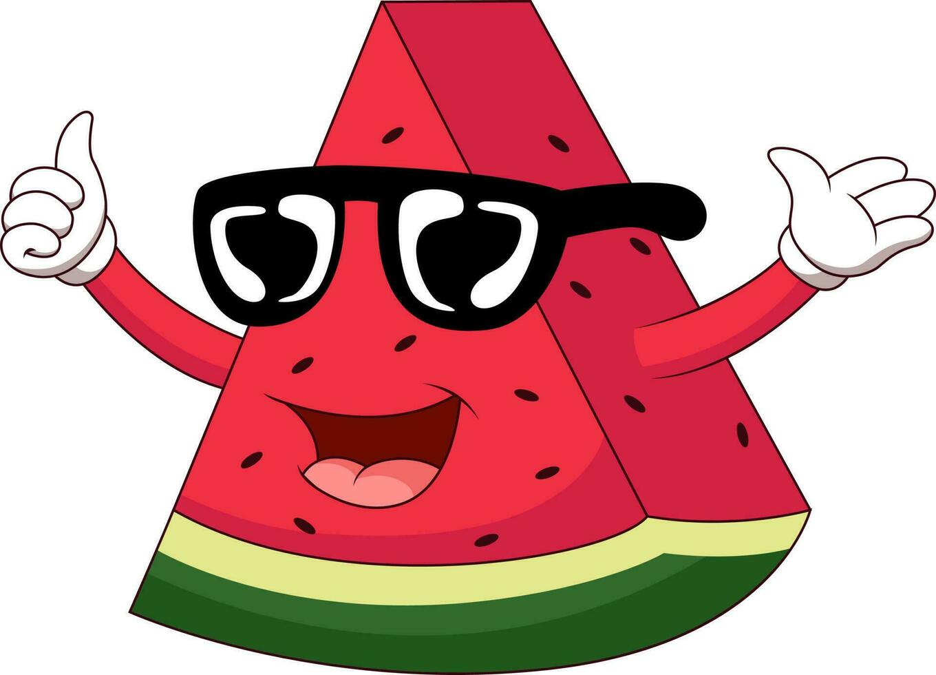 Cute watermelon cartoon with sunglasses in summer vector