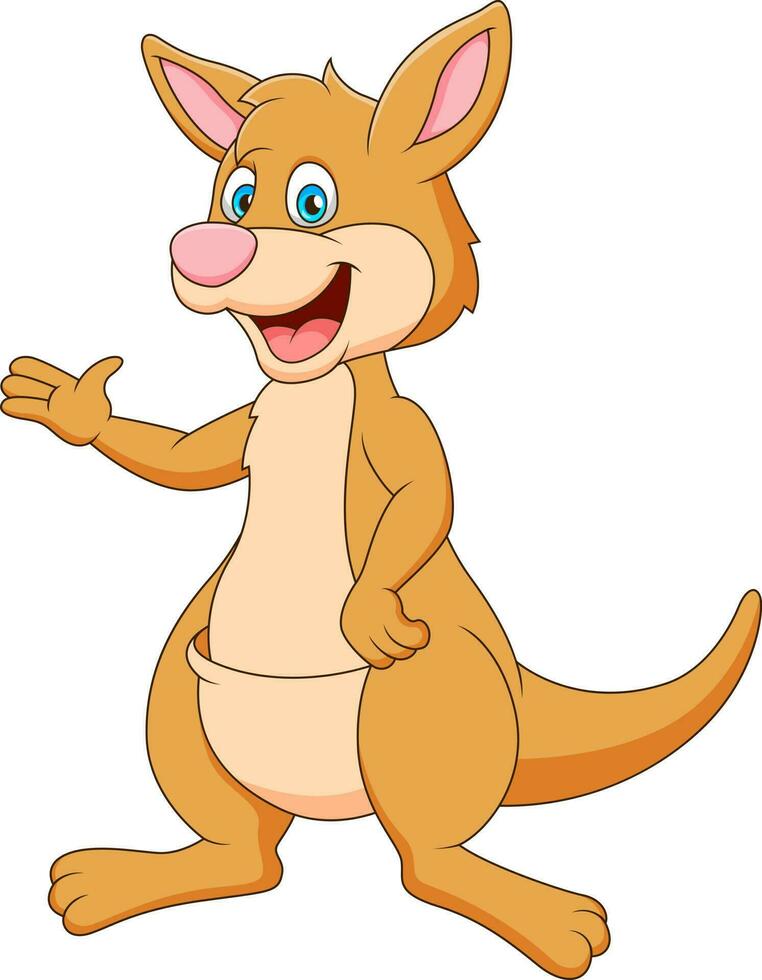 Cute kangaroo cartoon smiling. Cartoon cute animal illustration vector