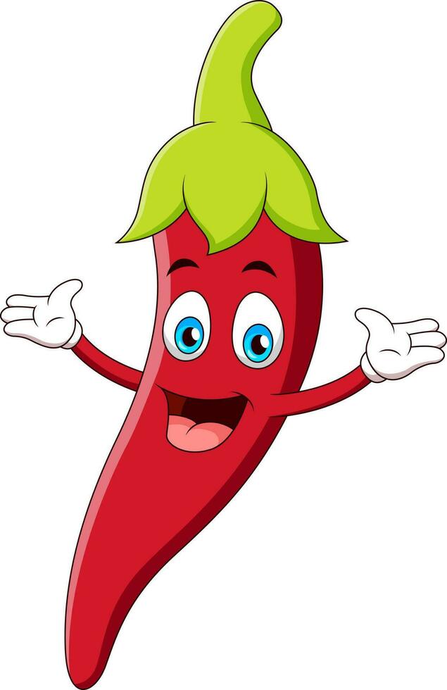 Cute chili mascot cartoon smiling. Cartoon mascot illustration vector