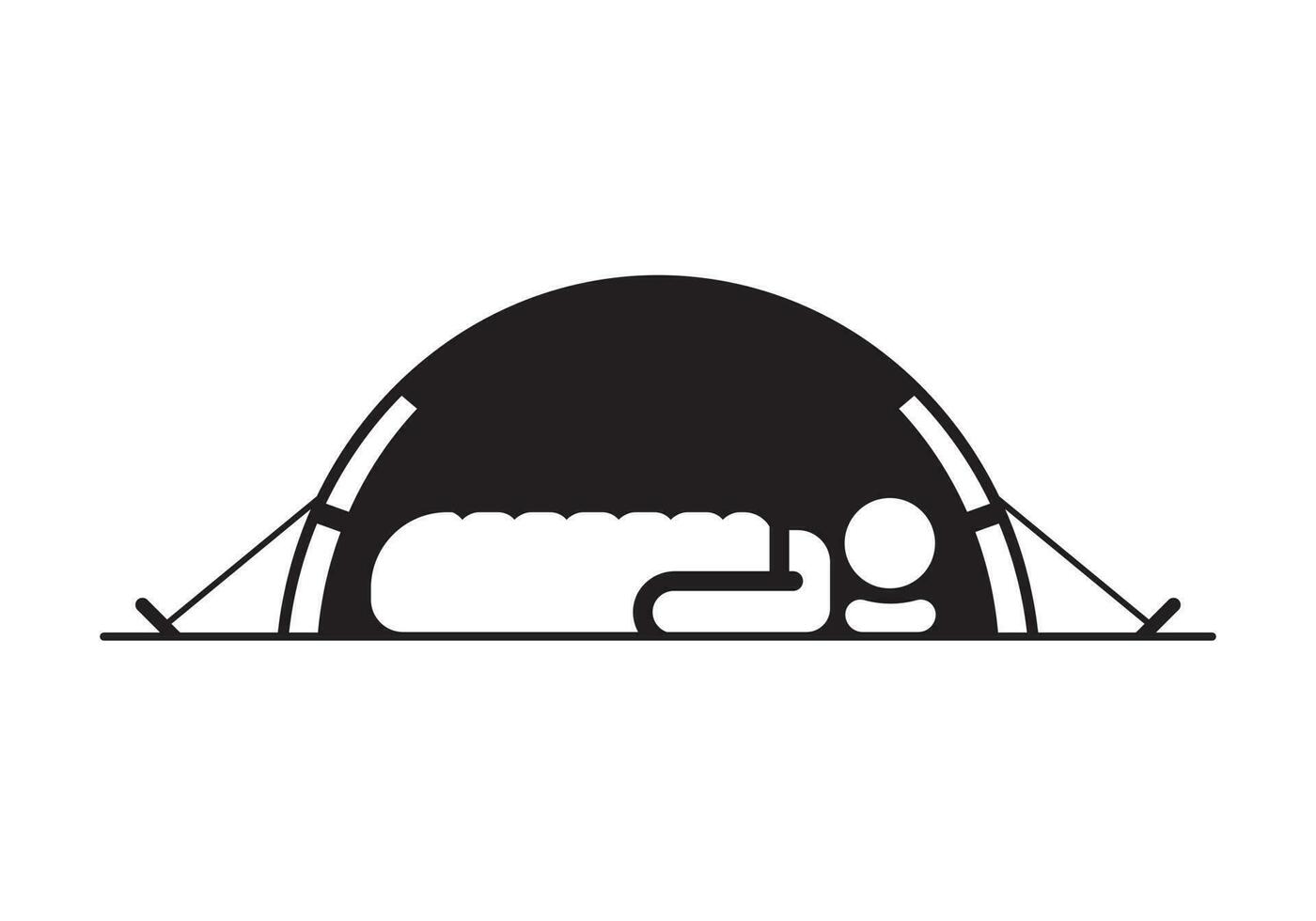 Man sleeping inside tent icon vector