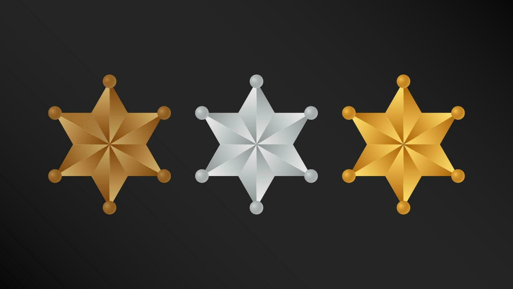 Set of Sheriff Shiny Stars Badge Shape vector