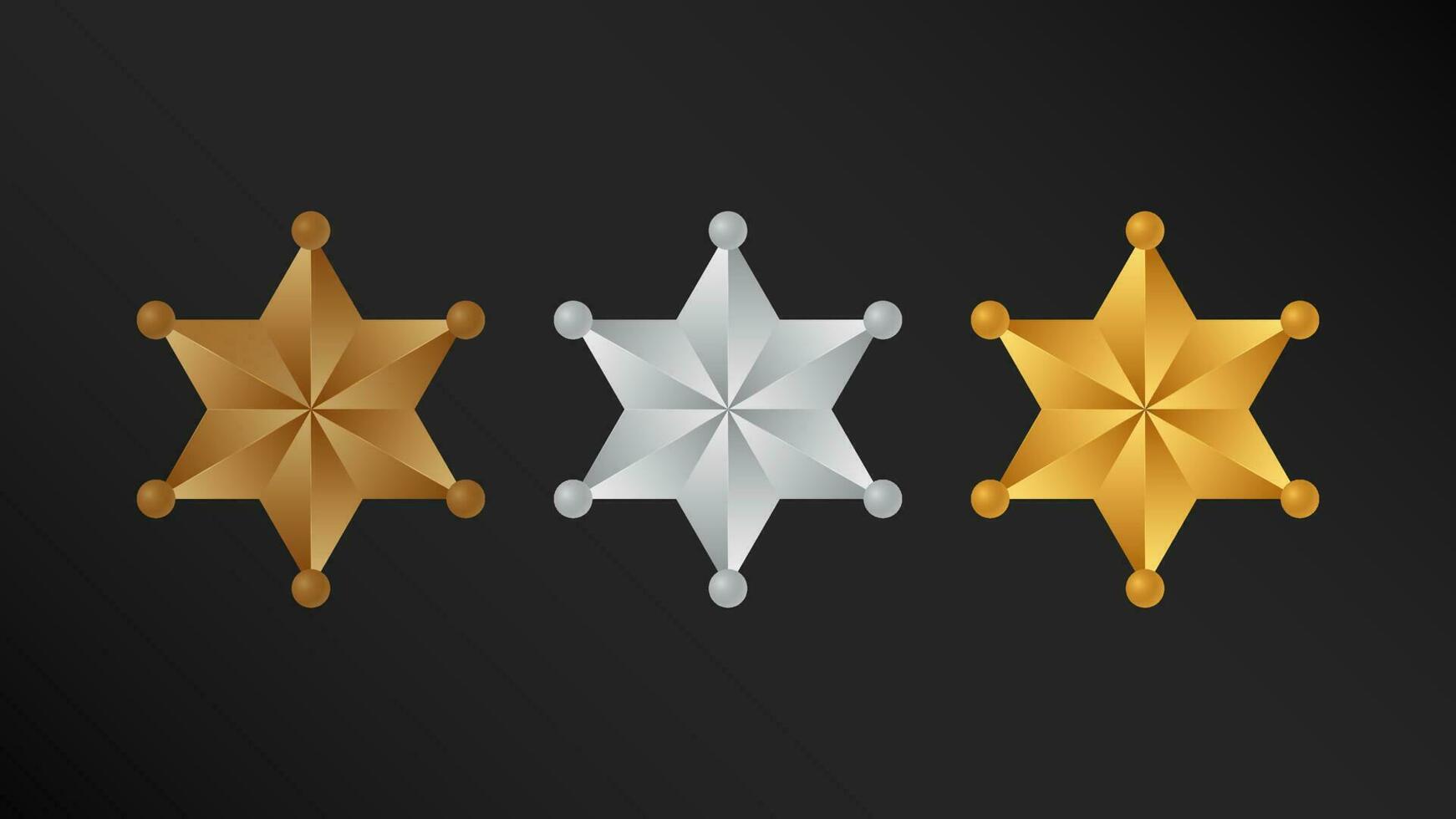 Set of Sheriff Shiny Stars Badge Shape vector