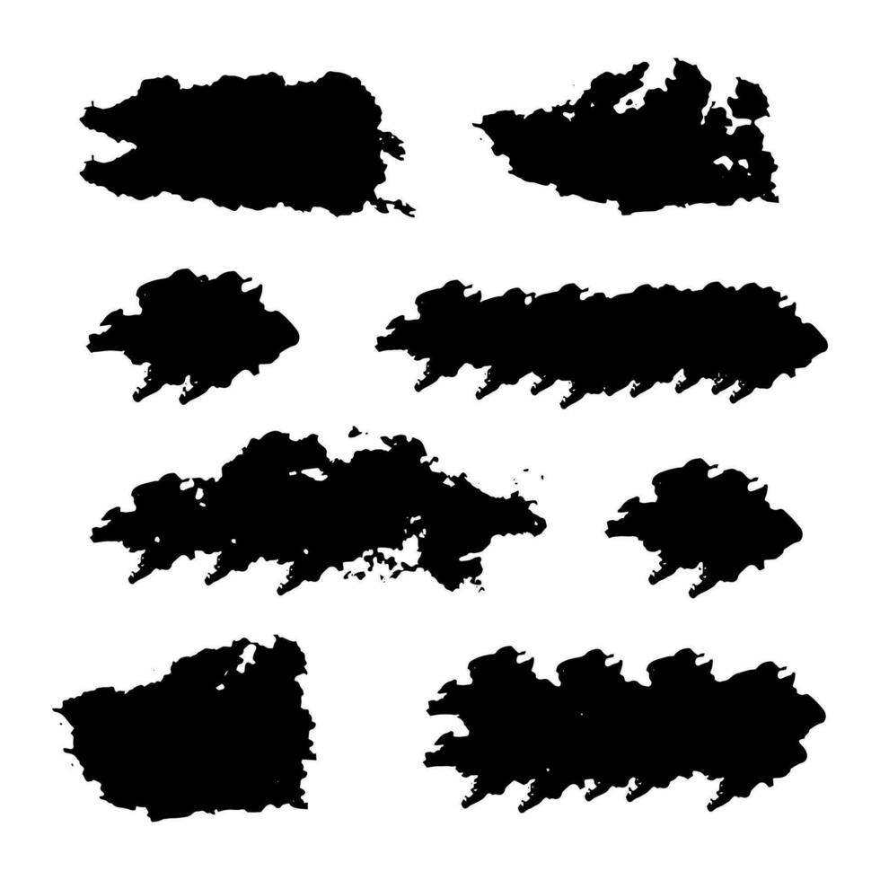Black Distress Brushes. Grunge Texture. Splash Banner. vector illustration.