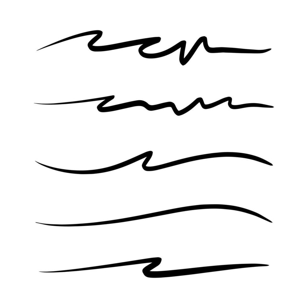 strokes, underlines, highlighter marker strokes, wave brush marks. vector