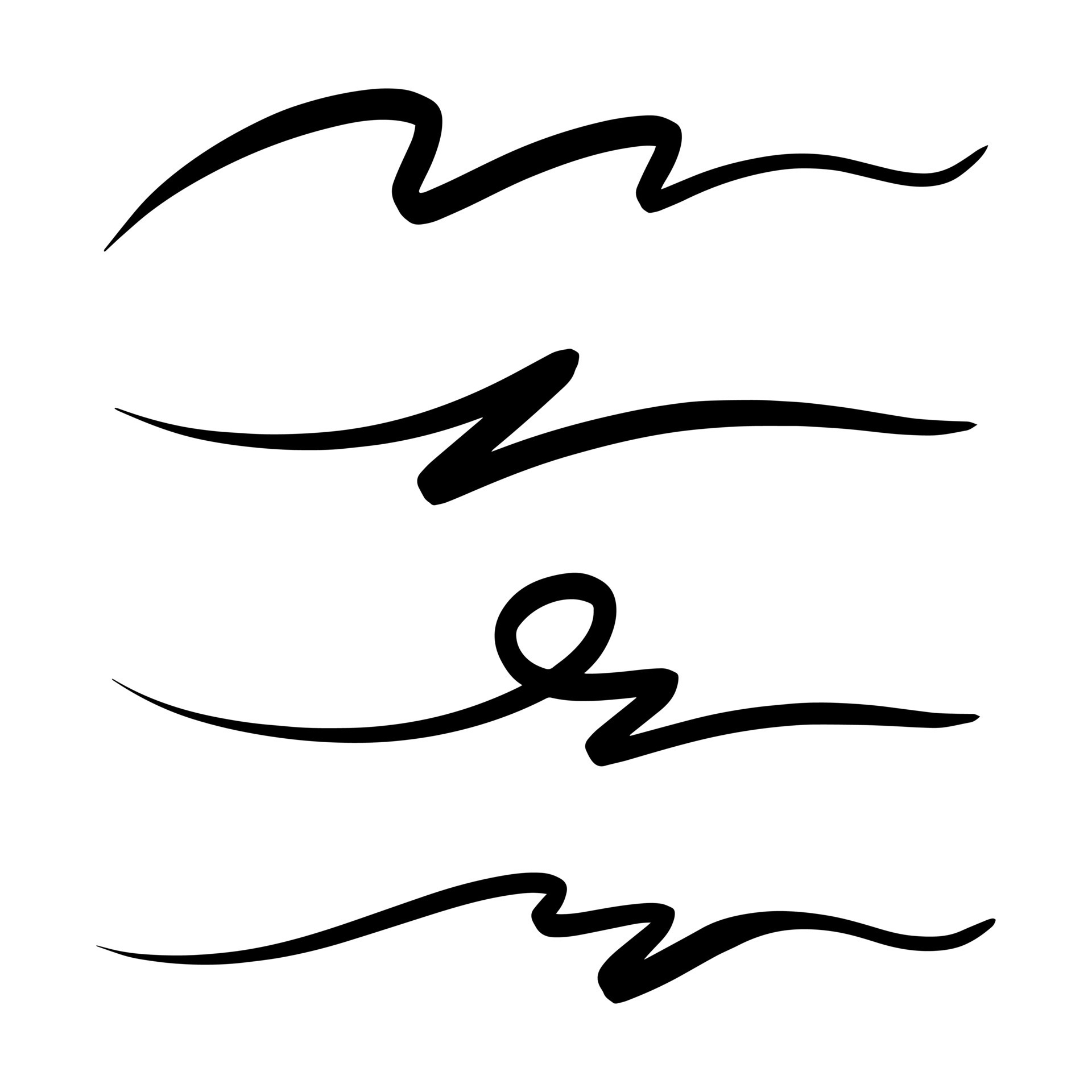 strokes, underlines, highlighter marker strokes, wave brush marks