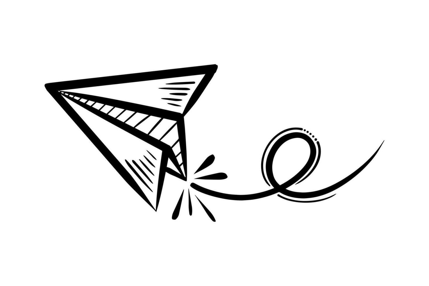 doodle paper plane icon. Hand draw paper airplane. Vector Illustration.