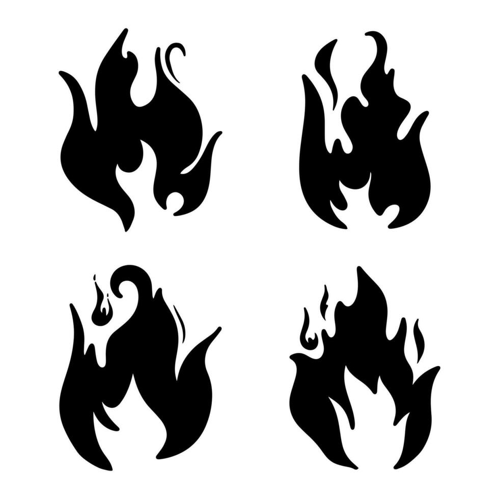 vector de fuego, icono de llama. icono negro aislado sobre fondo blanco.