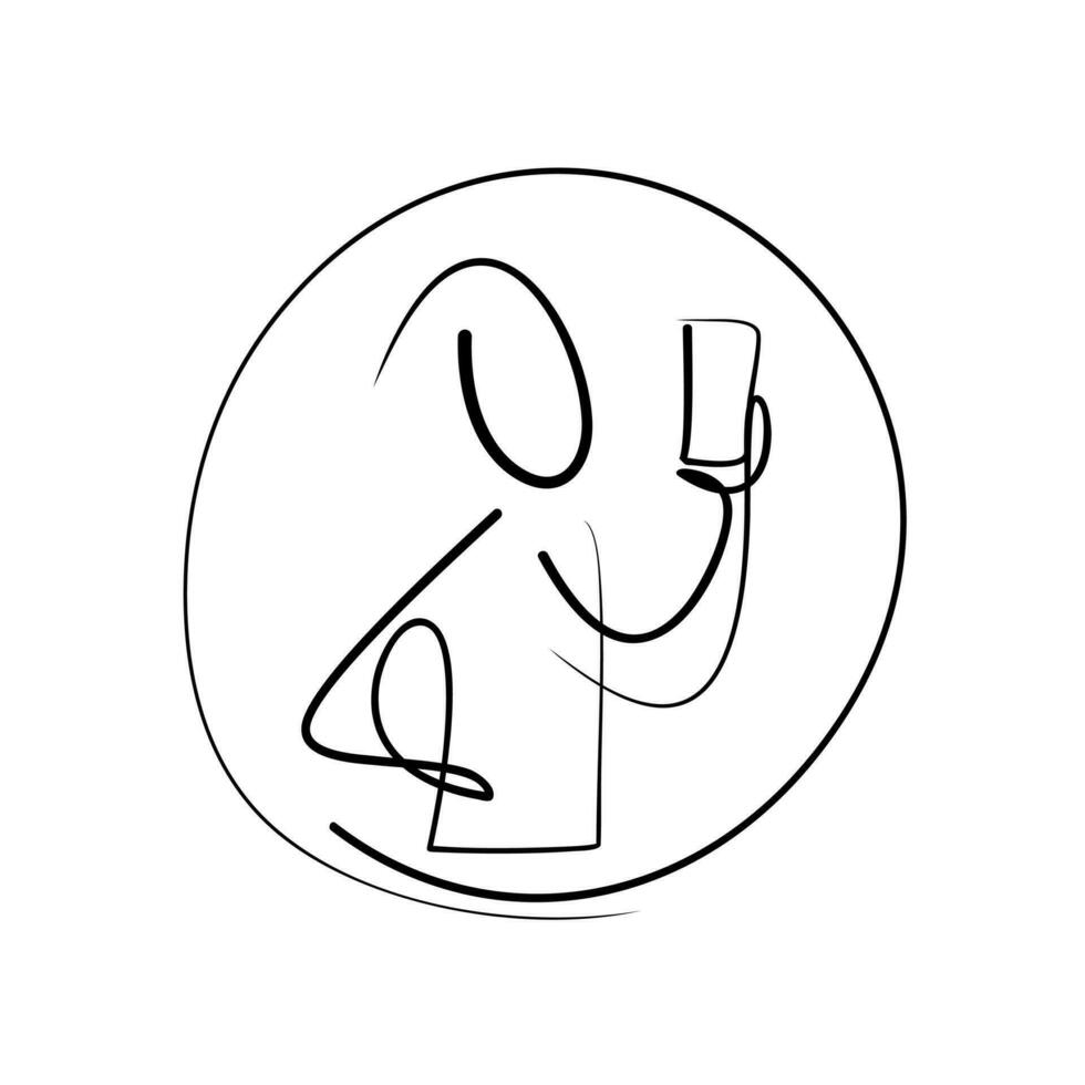 blogger art icon. man takes a selfie. hold the phone in hand. vector