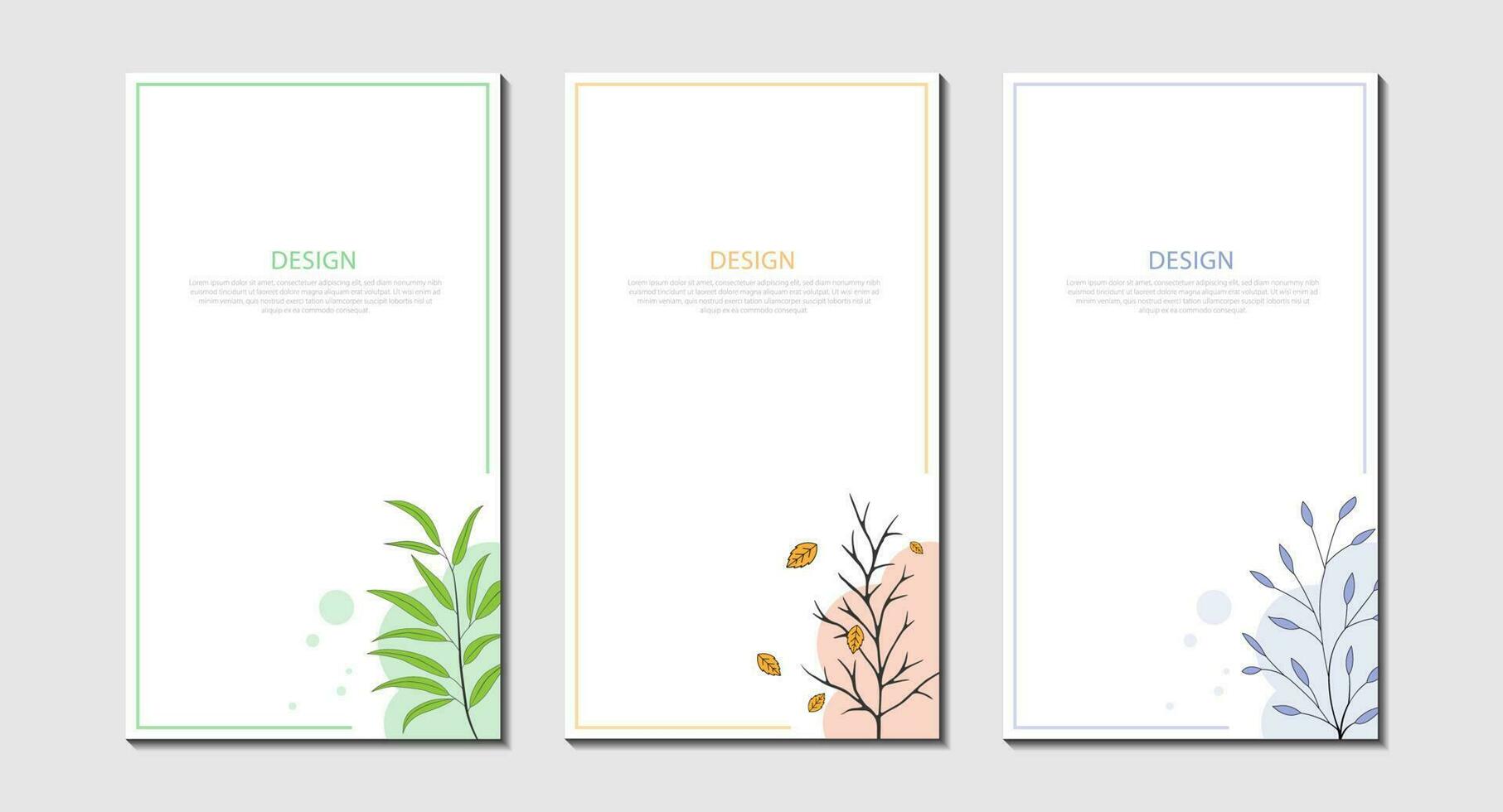 Set of templates for business brochures, page layout, media story and cover. Nature design. Vector illustration