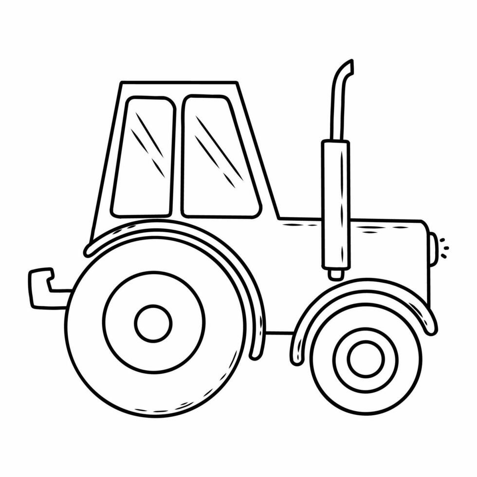 Tractor on white background. Vector doodle illustration.