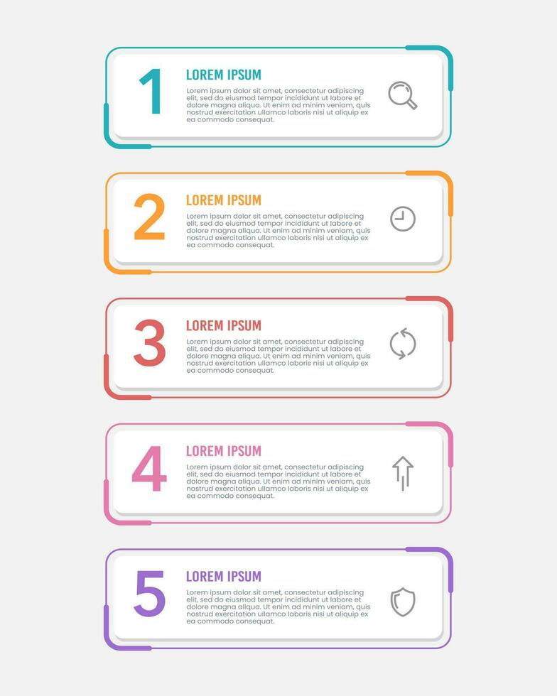 Infographic vertical template 5 options. Vector illustration.