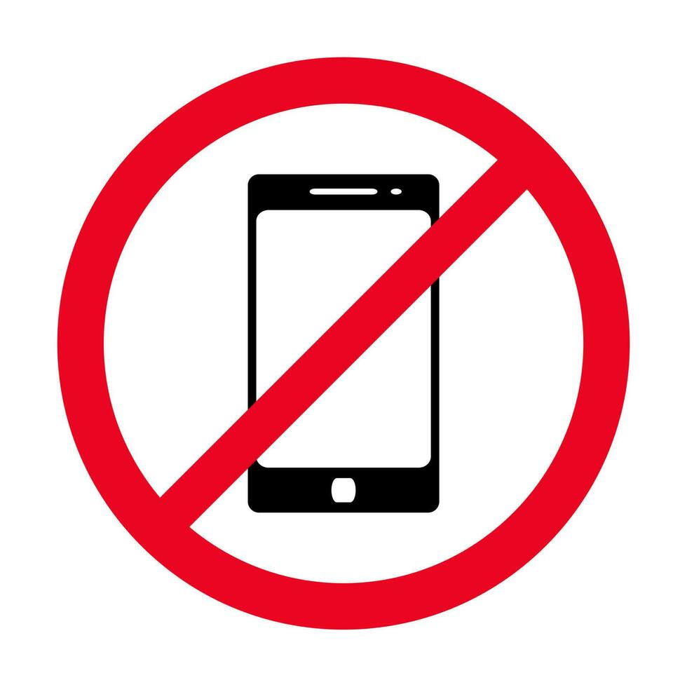 No phone sign vector flat icon. No talking and calling icon. Red cell prohibition illustration