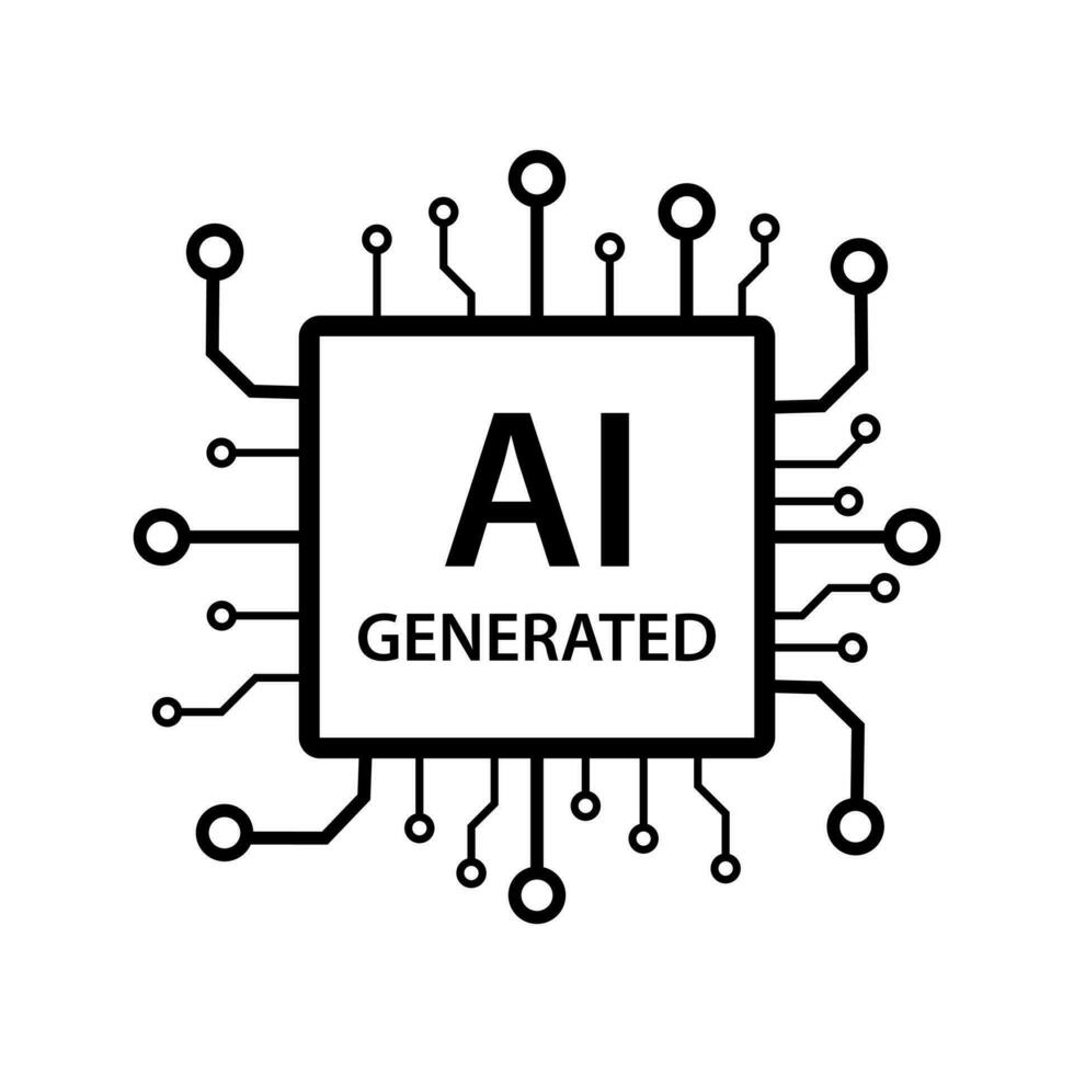 Artificial intelligence generated icon vector AI sign for graphic design, logo, website, social media, mobile app, UI illustration.